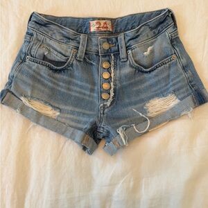 Free People Distressed Denim Shorts